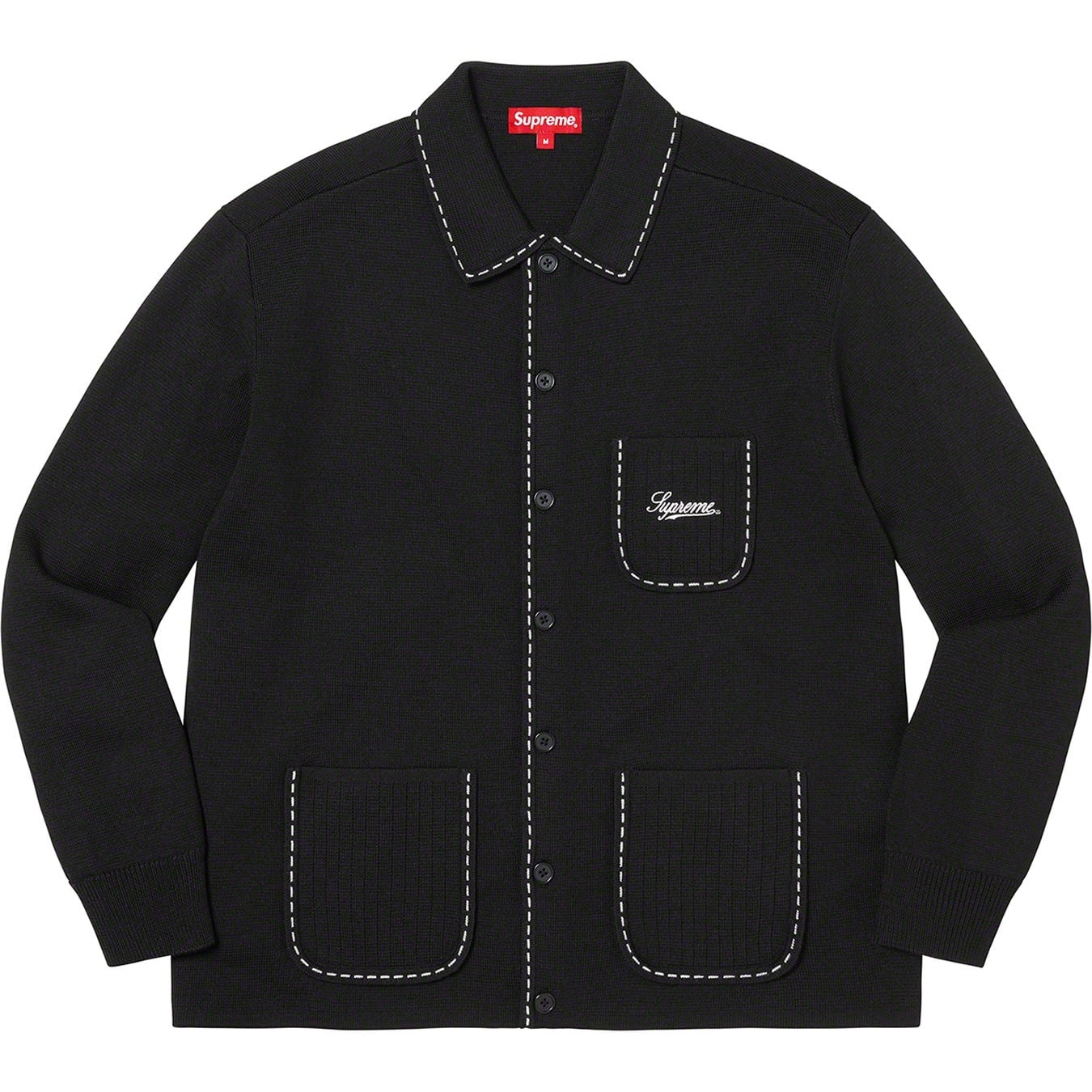Contrast Stitch Button Up Sweater view 6